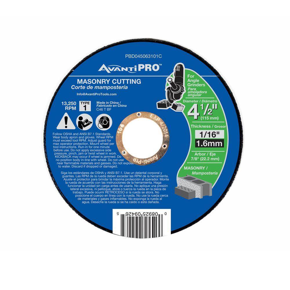 Avanti Pro 4-12 in. x 116 in. x 78 in. Thin Kerf Masonry Cutting Disc PBD045063101C