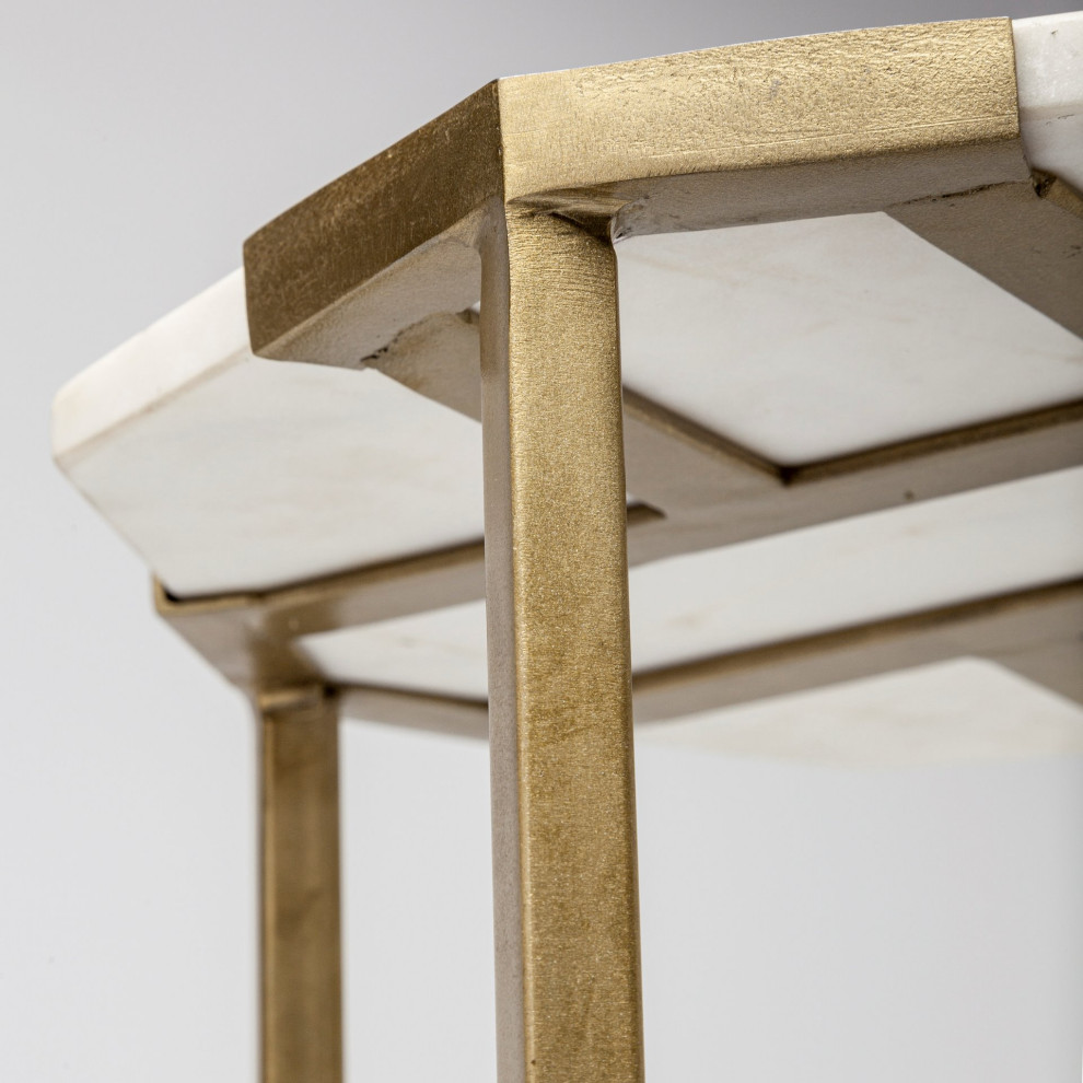 Vincent II 15.5 x 24.5 Set of Two White Marble and Iron Hexagonal Side Tables   Contemporary   Coffee Table Sets   by Mercana  Houzz