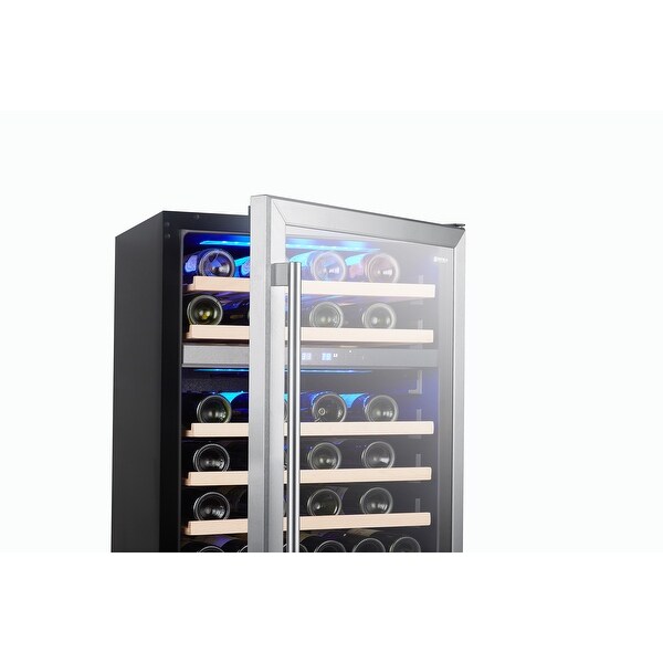 24 inch Wine Cooler Cabinet Beverage Fridge， 46 Bottles Small Wine Cellar Soda Beer Counter Top Bar with Quiet Glass Door