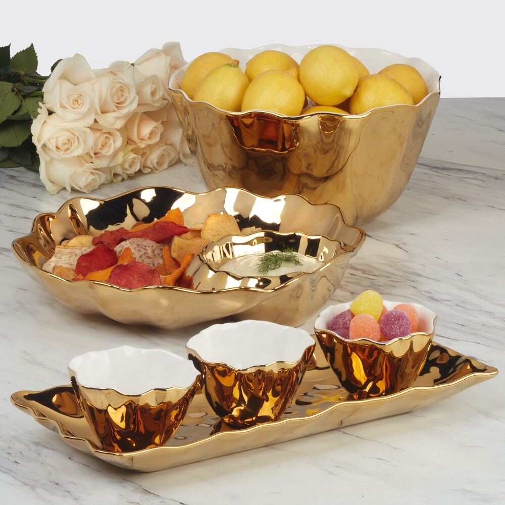 Certified International Gold Coast 4 pc Tray and Condiment Bowls Set  14.25\