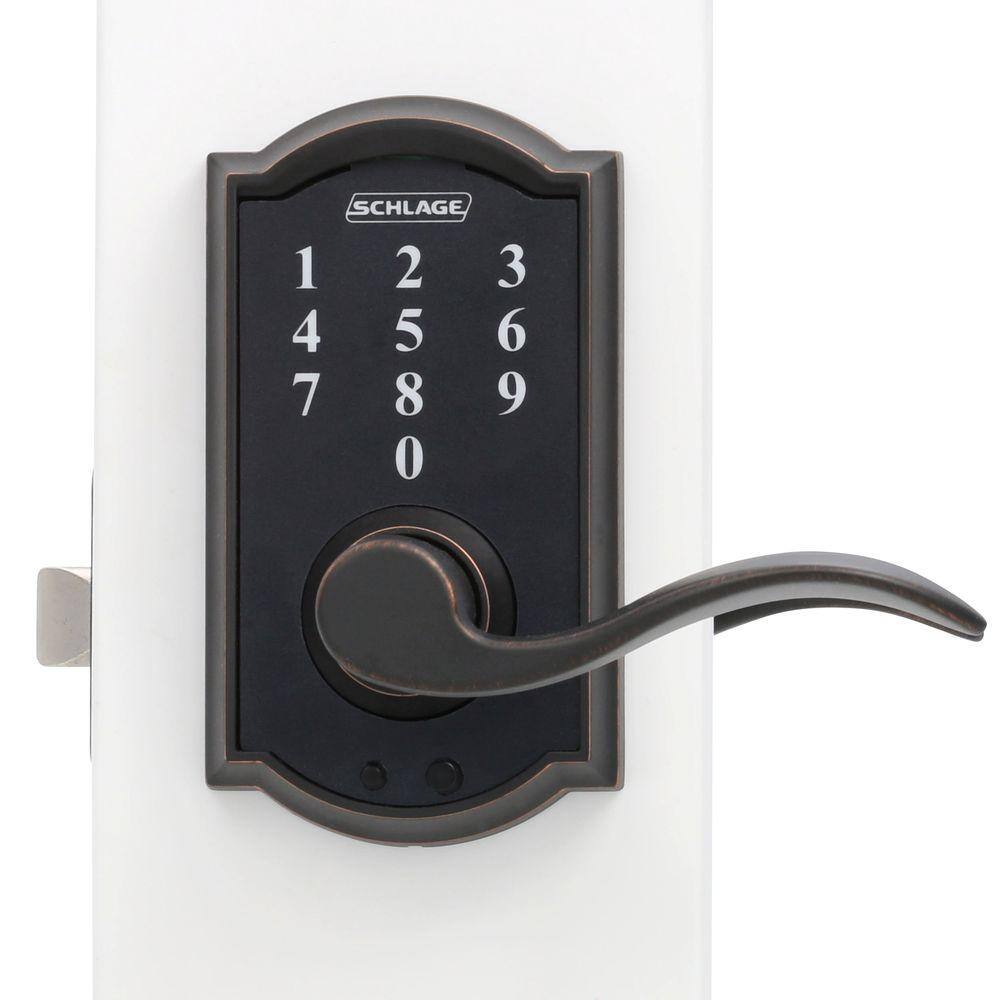 Schlage Camelot Aged Bronze Touch Keyless Touchscreen Handle FE695 V CAM 716 ACC