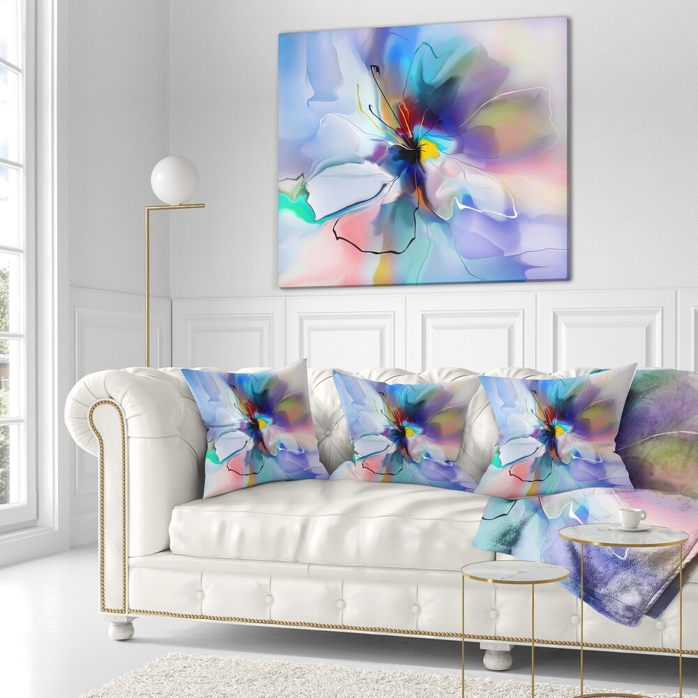 Designart 'Abstract Creative Blue Flower' Floral Throw Pillow