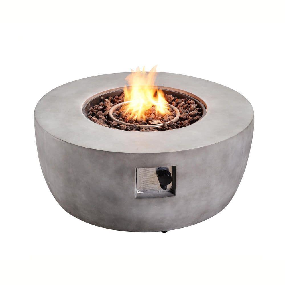 Teamson Home Outdoor 36 in W x 15 in H Round Concrete Gas Fire Pit