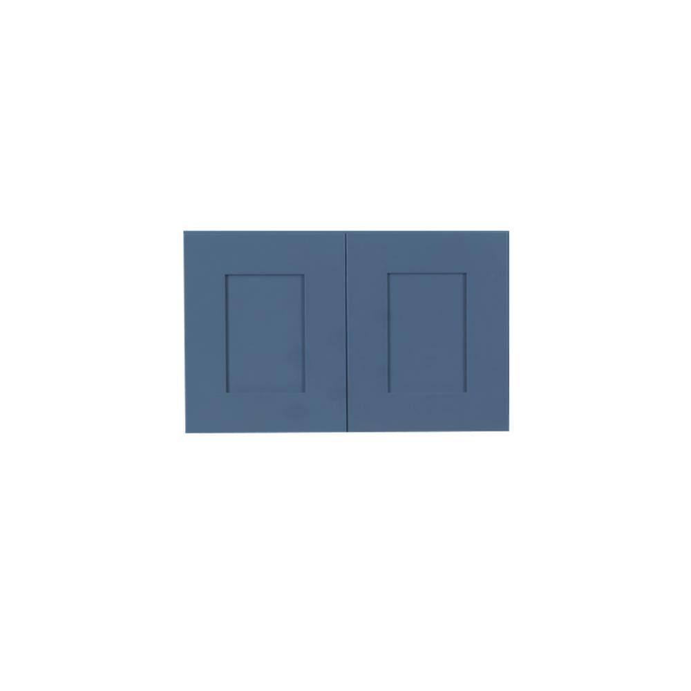 LIFEART CABINETRY Lancaster Blue Plywood Shaker Stock Assembled Wall Kitchen Cabinet 36 in. W x 12 in. H x 24 in. D ALB-W3612-24