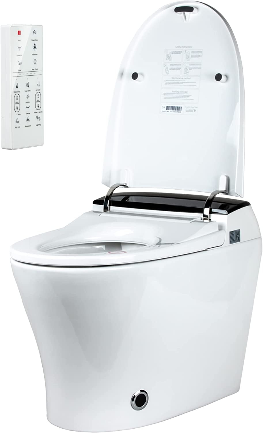 EUROTO One-Piece Dual Flush, Integrated Bidet and Toilet, Luxury Auto Open and Close Lid Heated Seat, Warm Dryer and Air Deodorizer, White, Foot Feel Flip Flap Smart Toilet 2022 Model