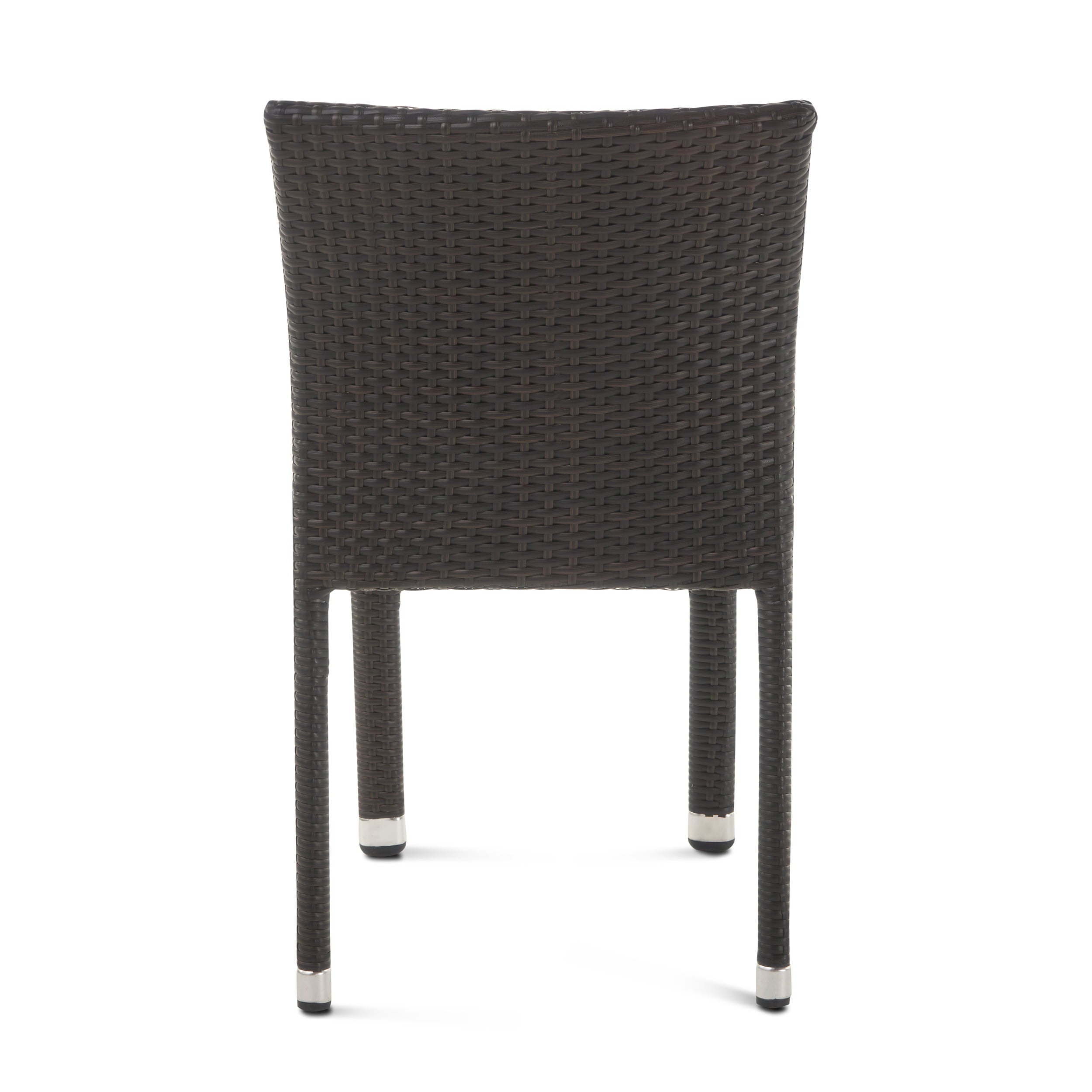 Vera Outdoor Wicker Armless Stacking Chairs with an Aluminum Frame, Set of 4, Multibrown