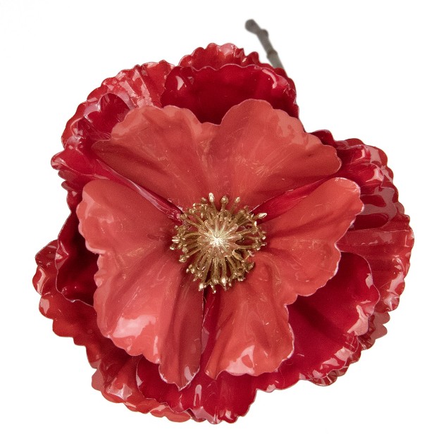 Coral Pink Poppy Artificial Christmas Stem