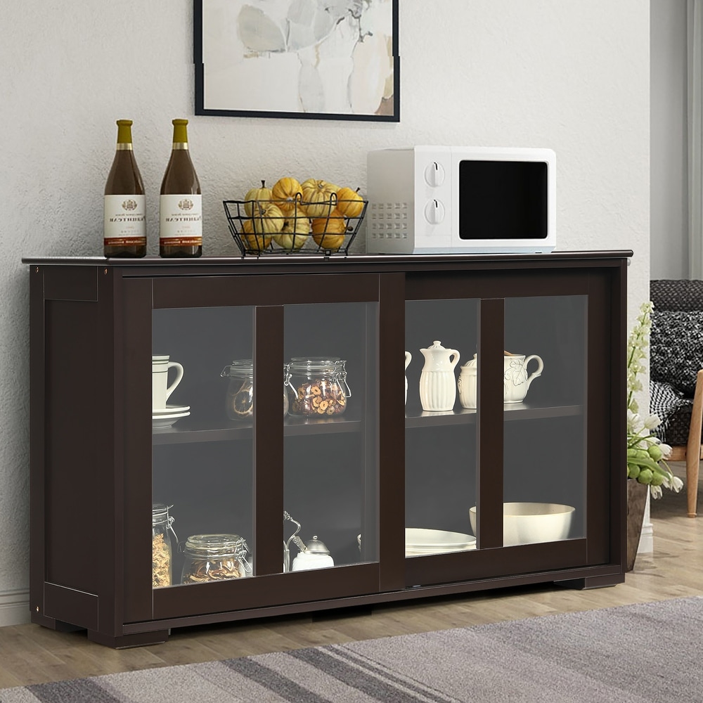 Costway Kitchen Storage Cabinet Sideboard Buffet Cupboard w/ Sliding   See Details