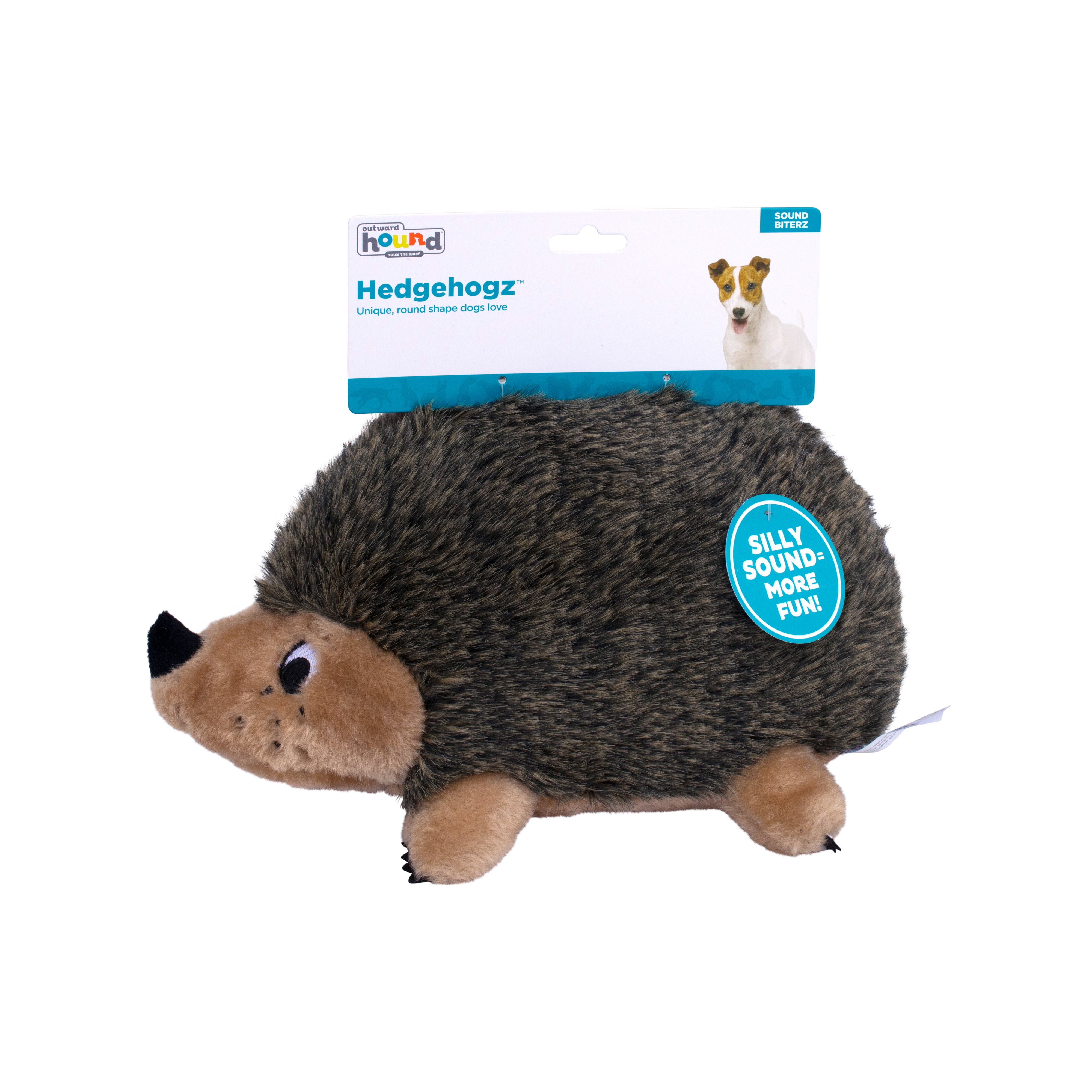 Outward Hound Hedgehogz Grunting Plush Dog Toy， Brown， Medium