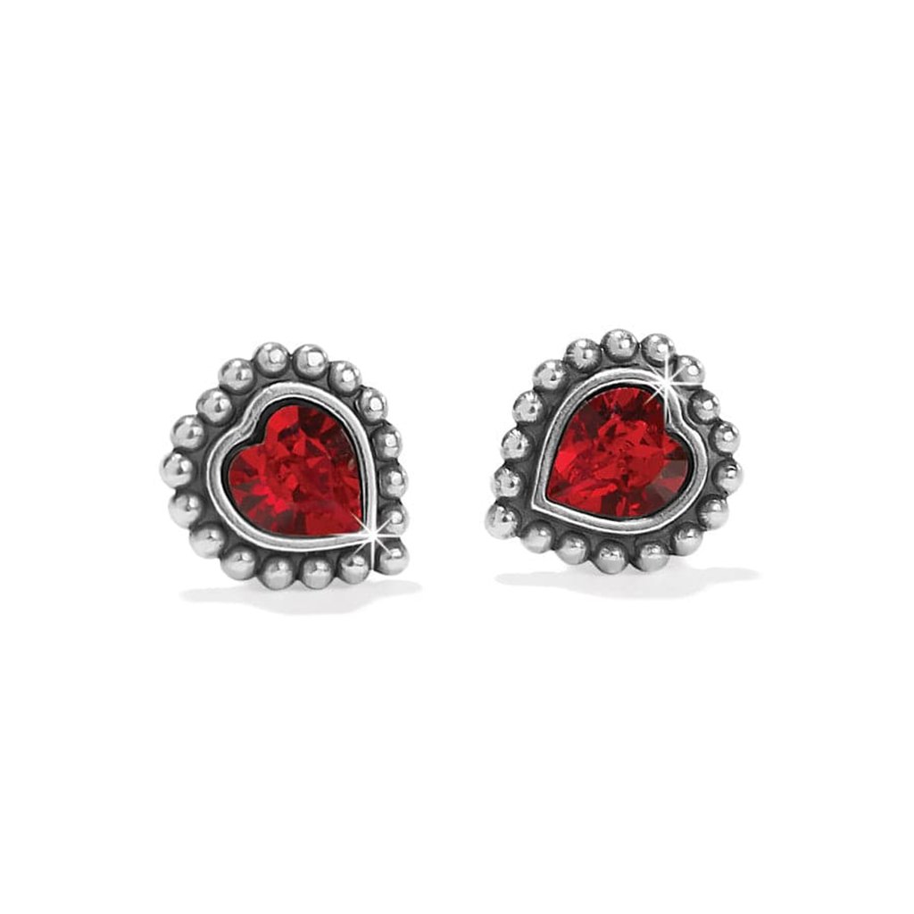 Brighton Shimmer Heart Mini Post Earrings in Silver Red