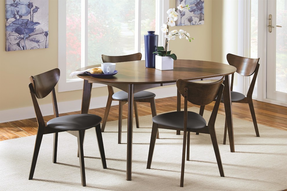 Malone Walnut Dining Side Chairs Set of 2   Midcentury   Dining Chairs   by GwG Outlet  Houzz