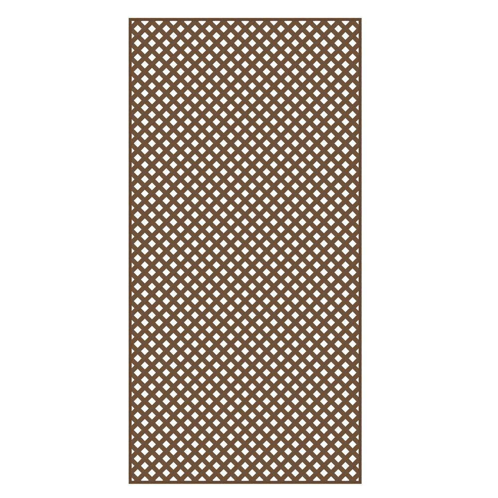 Barrette Outdoor Living 4 ft. x 8 ft. Brazilian Walnut Privacy Diamond Vinyl Lattice - Framed 73004142