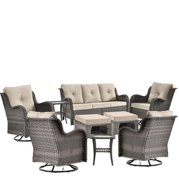 9 Piece Outdoor Patio Furniture SetSwivel Rocker Outdoor Chairs Set