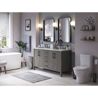 Home Decorators Collection Stanbury 60 in. W x 22 in. D Double Vanity in Cashmere with Carrara Marble Vanity Top with White Sink 1459VA60-247900