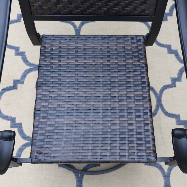 MAISON ARTS 5/7piece Patio Dining Set，4/6 Rattan Swivel Chairs with Cushion and 1 Metal Table with Umbrella Hole