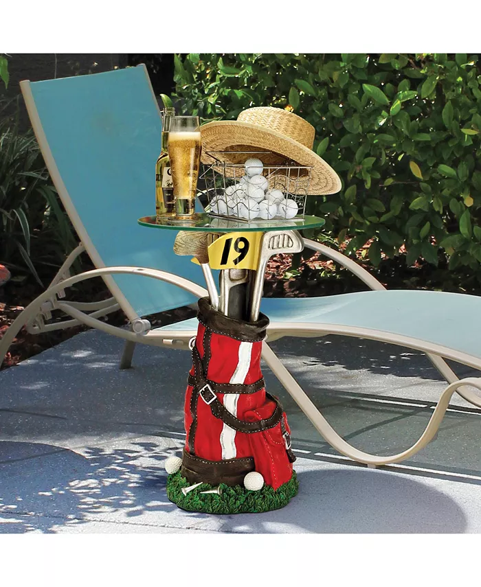 Design Toscano on Par Golf Bag Sculptural Glass-Topped Table