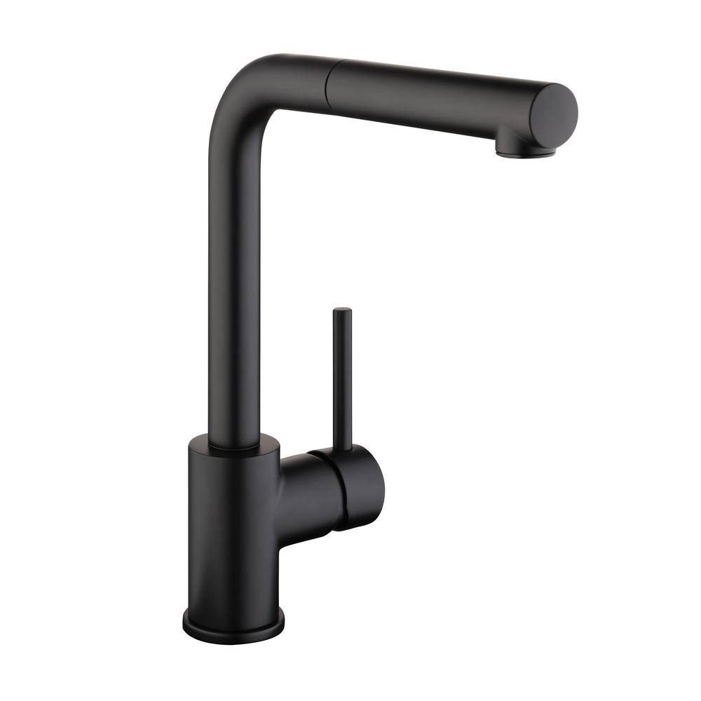 Glacier Bay Menlo Single-Handle Pull-Out Sprayer Kitchen Faucet in Matte Black HD67439W-0010H