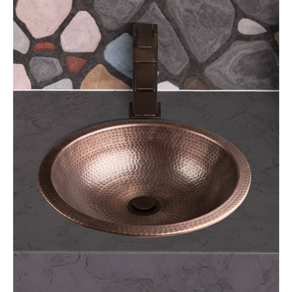 Monarch Abode 16 in. Hand Hammered Rotunda Dual Mount Bathroom Sink in Pure Copper 17094