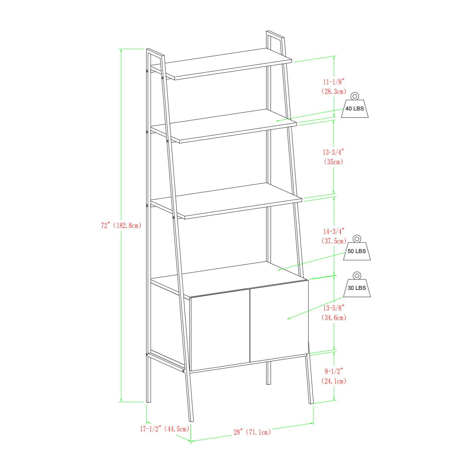 Woven Paths Urban Industrial 4-Shelf Ladder Bookcase， Grey Wash