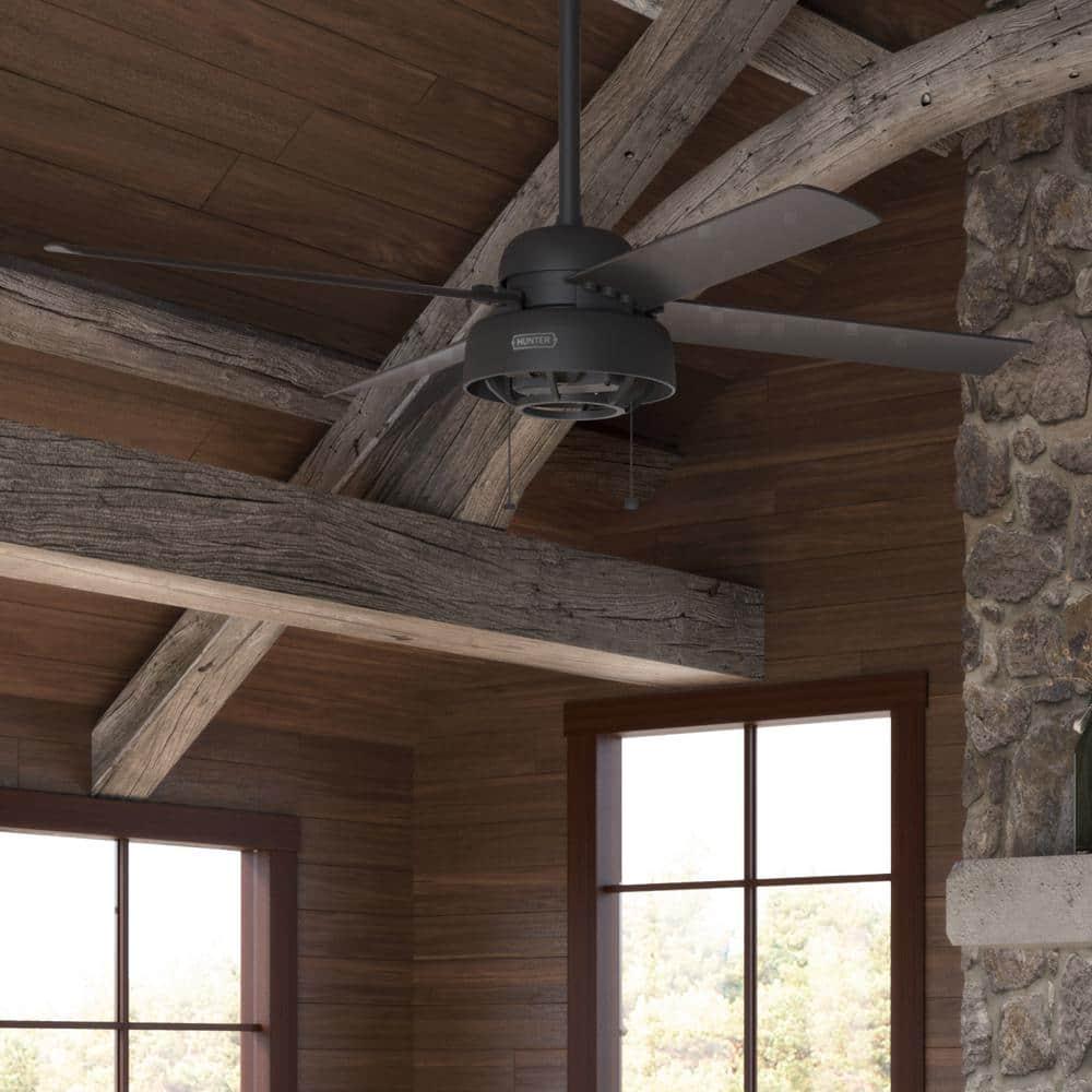 Hunter Spring Valley 52 in IndoorOutdoor Matte Black Ceiling Fan with Light