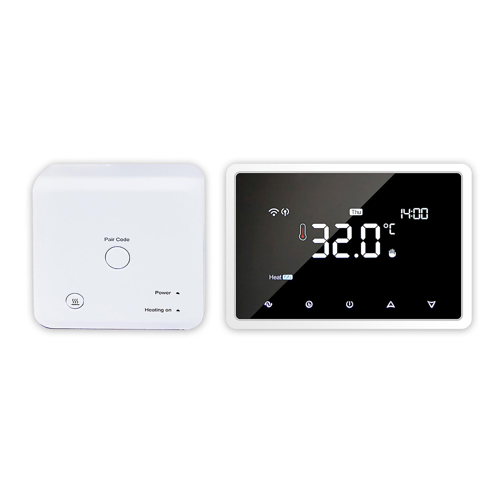 White Wi-fi Smart Thermostat Programmable Thermostat With Rf Receiver Tabletop Wall-mounted Style App Control Voice Control Compatible With Alexa Goog