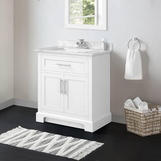 Home Decorators Collection Doveton 30 in. W x 19 in. D x 34.50 in. H Single Sink Bath Vanity in White with White Engineered Stone Composite Top Doveton 30CO-W