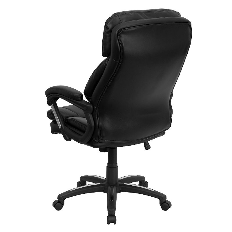 Emma and Oliver High Back Black LeatherSoft Extensive Padding Swivel Ergonomic Office Arm Chair