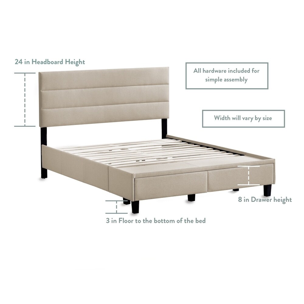 Brookside Upholstered Bed with Horizontal Channel Tufted Headboard and Storage Drawers