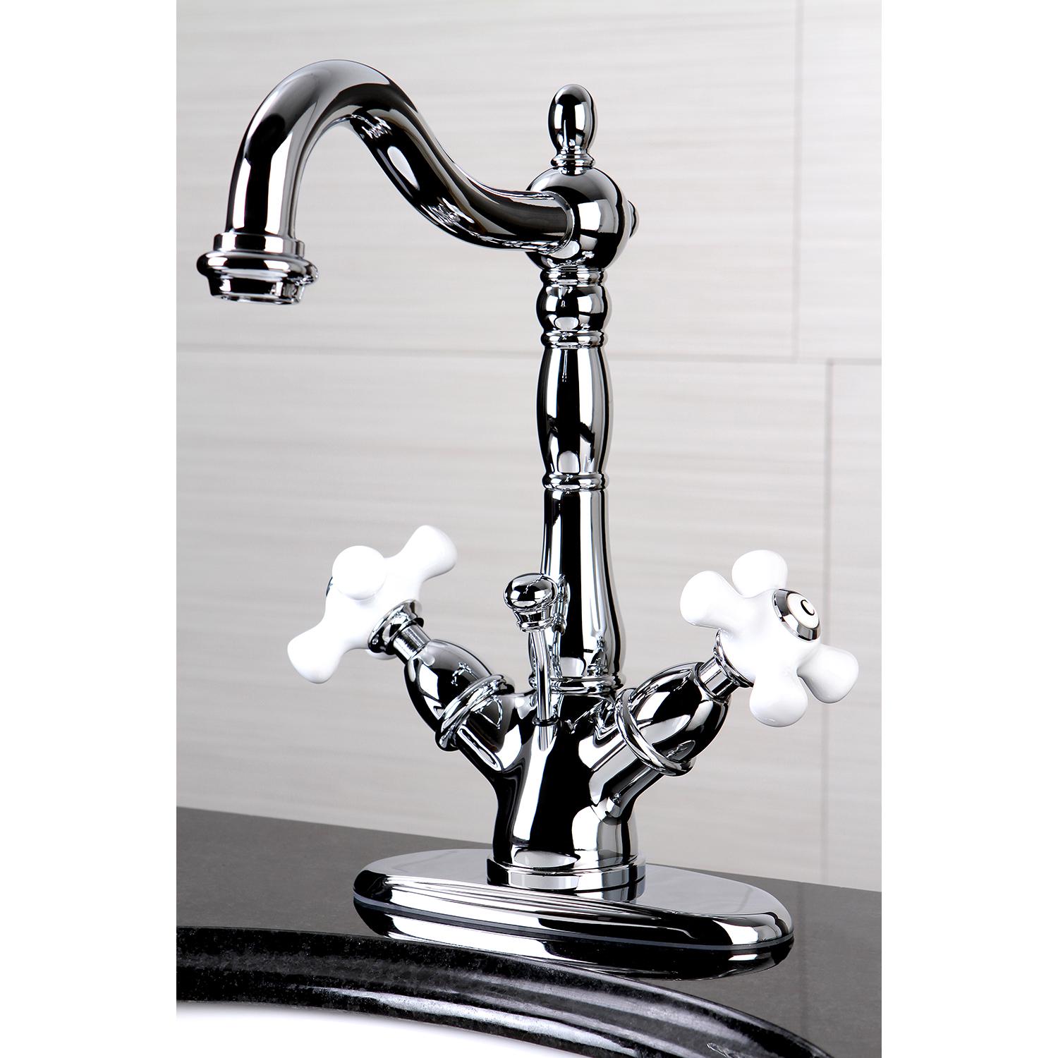 Kingston Brass KS1431PX Heritage 4-Inch Centerset Lavatory Faucet， Polished Chrome