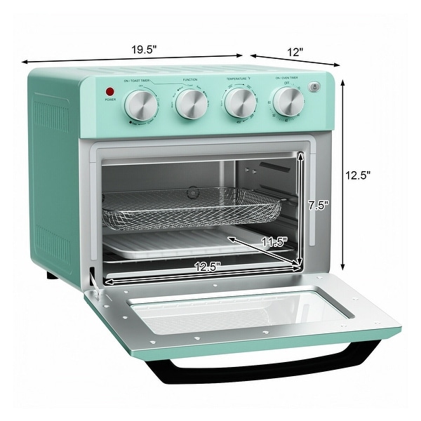 19 Qt Dehydrate Convection Air Fryer Toaster Oven with 5 Accessories-Green - 19.5