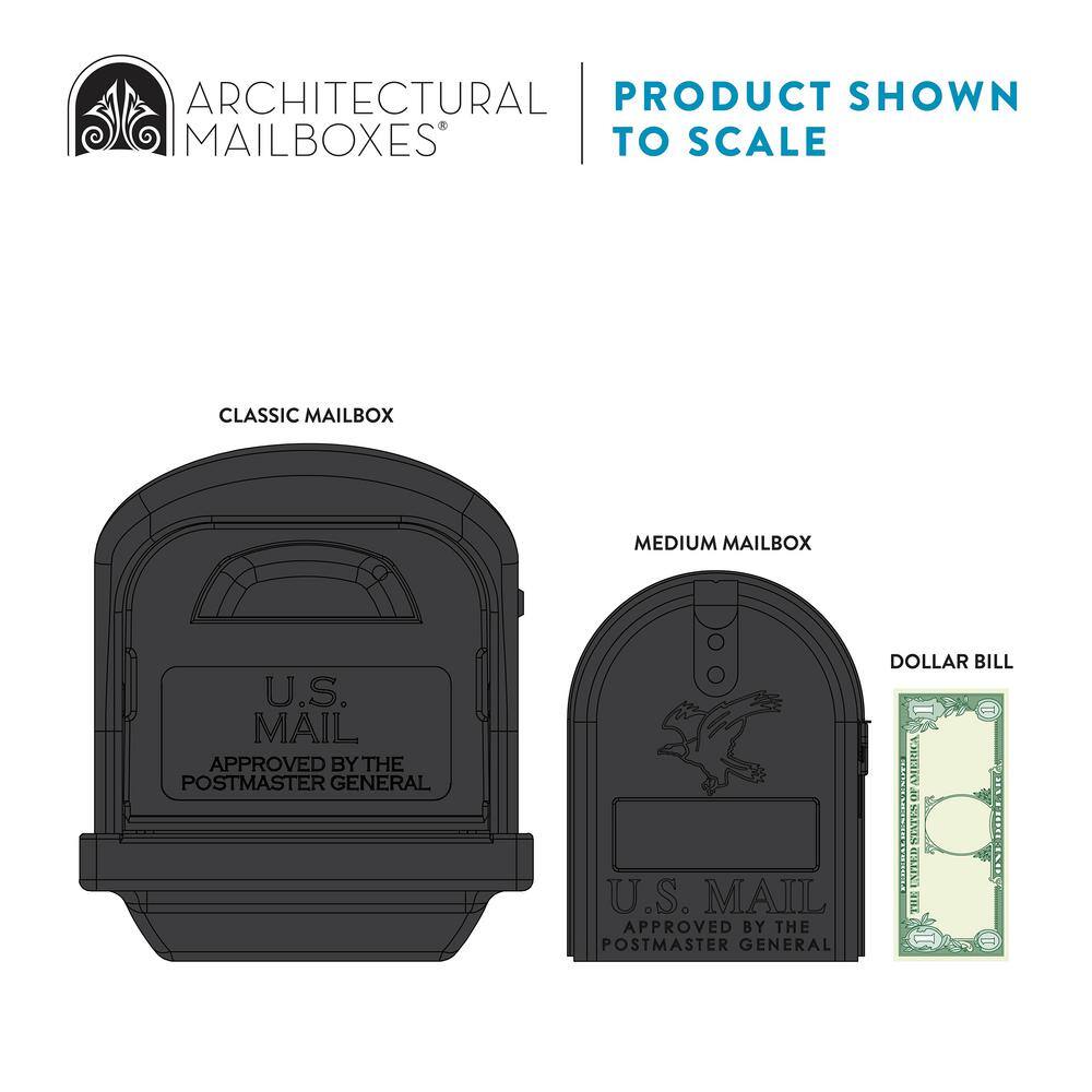 Architectural Mailboxes Classic Black Medium Plastic All-in-One Mailbox and Post Combo GCL100BAM