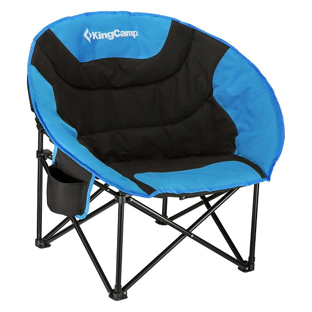 Kingcamp Foldable Saucer Moon Lounge Chair With Cupholder Storage Pocket For Indoor Home Or Outdoor Camping And Tailgating Use