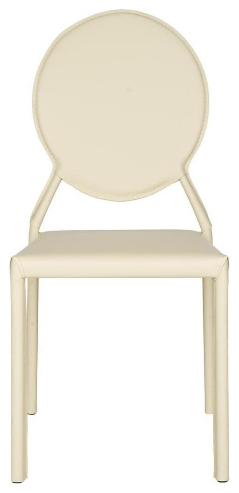 Racey 37  x27 x27h Round Back Leather Side Chair Buttercreme   Contemporary   Dining Chairs   by AED Luxury Home Decor  Houzz