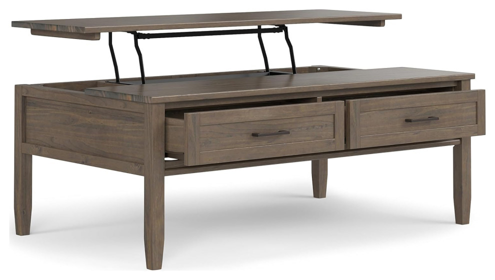 Transitional Coffee Table  Lifting Up Top  ampStorage Drawers  Smoky Brown Finish   Transitional   Coffee Tables   by Decor Love  Houzz