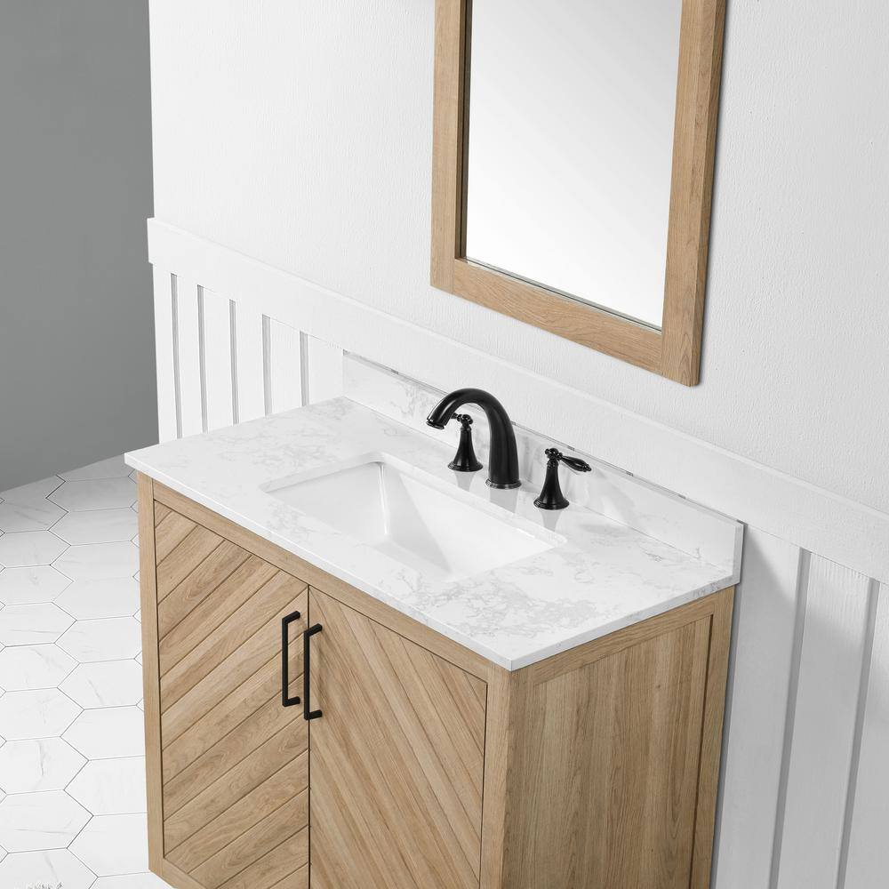 Glacier Bay Huckleberry 36 in. W x 19 in. D x 34.5 in. H Bath Vanity in Weathered Tan with White Cultured Marble Top Huckleberry36WT