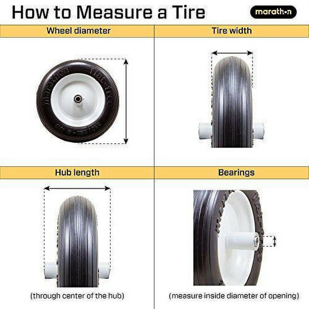 Marathon 30426 Flat Free Turf Lawn and Garden Tire on Rim 15x6.50-6