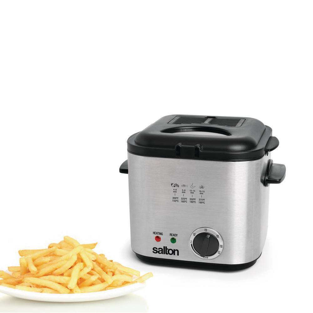 Salton 1 qt. Stainless Steel Compact Easy Clean Deep Fryer with Adjustable Temperature Control DF1539