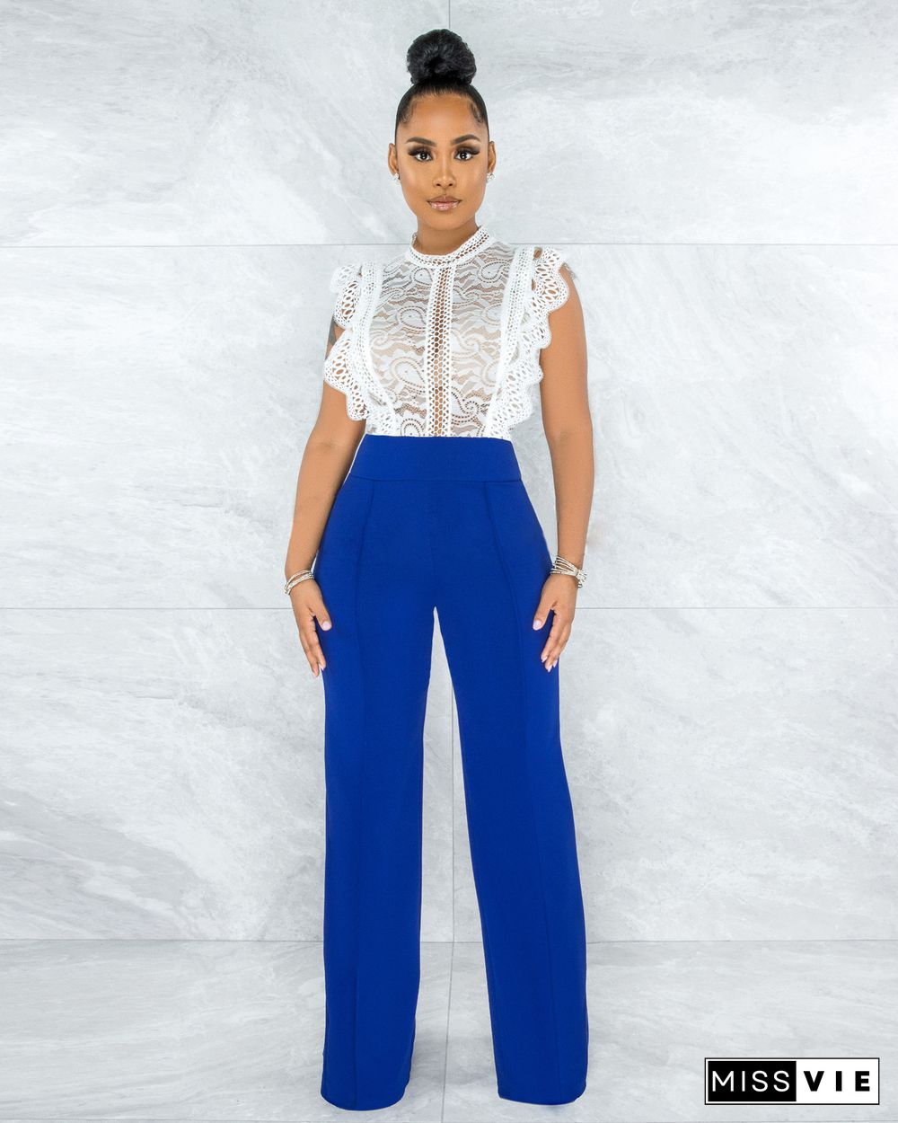 Slim Back Zipper High Waist Straight Leg Pants