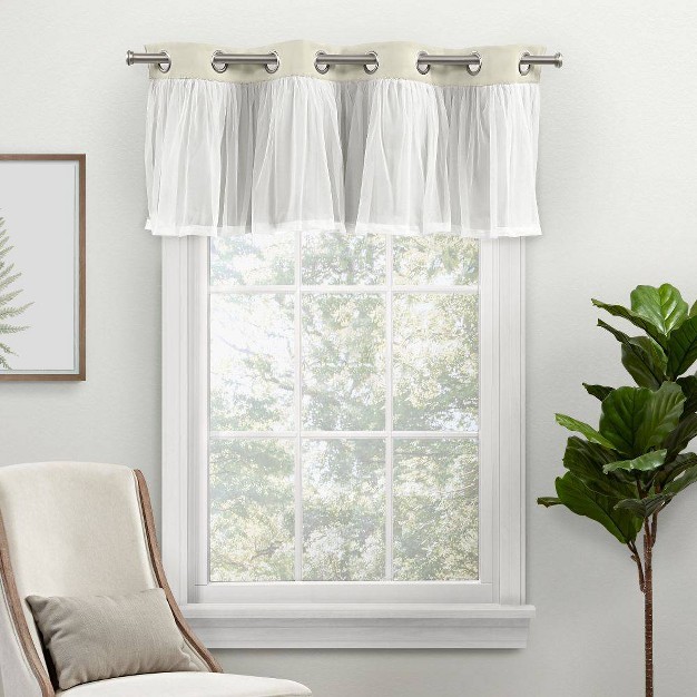 Catarina Layered Window Valance Room Darkening Blackout And Sheer Grommet Top Off white Exclusive Home