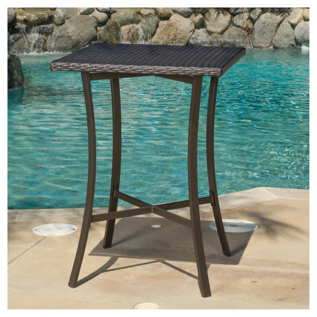 Riga Square Wicker Bar Table Brown Christopher Knight Home