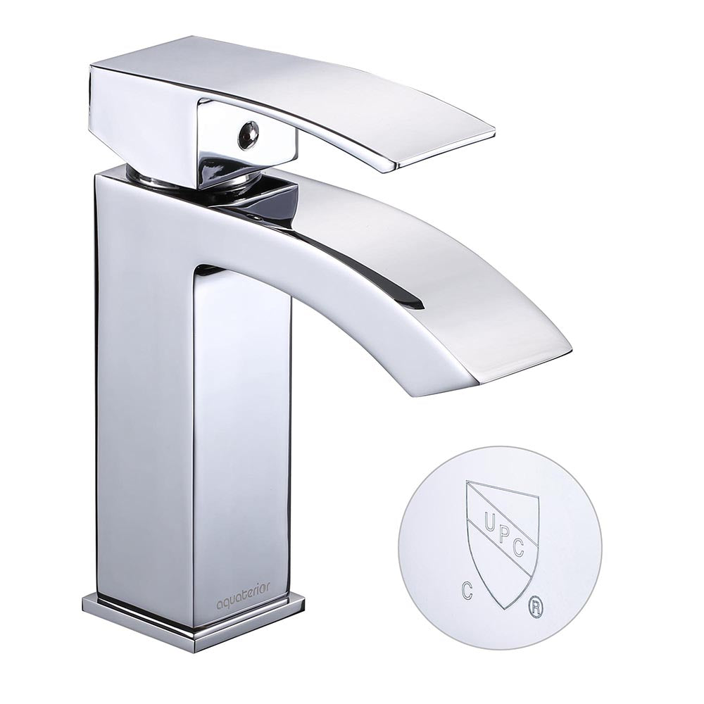 Aquaterior Bathroom Faucet Single Hole Square 1-Handle Cold Hot 7