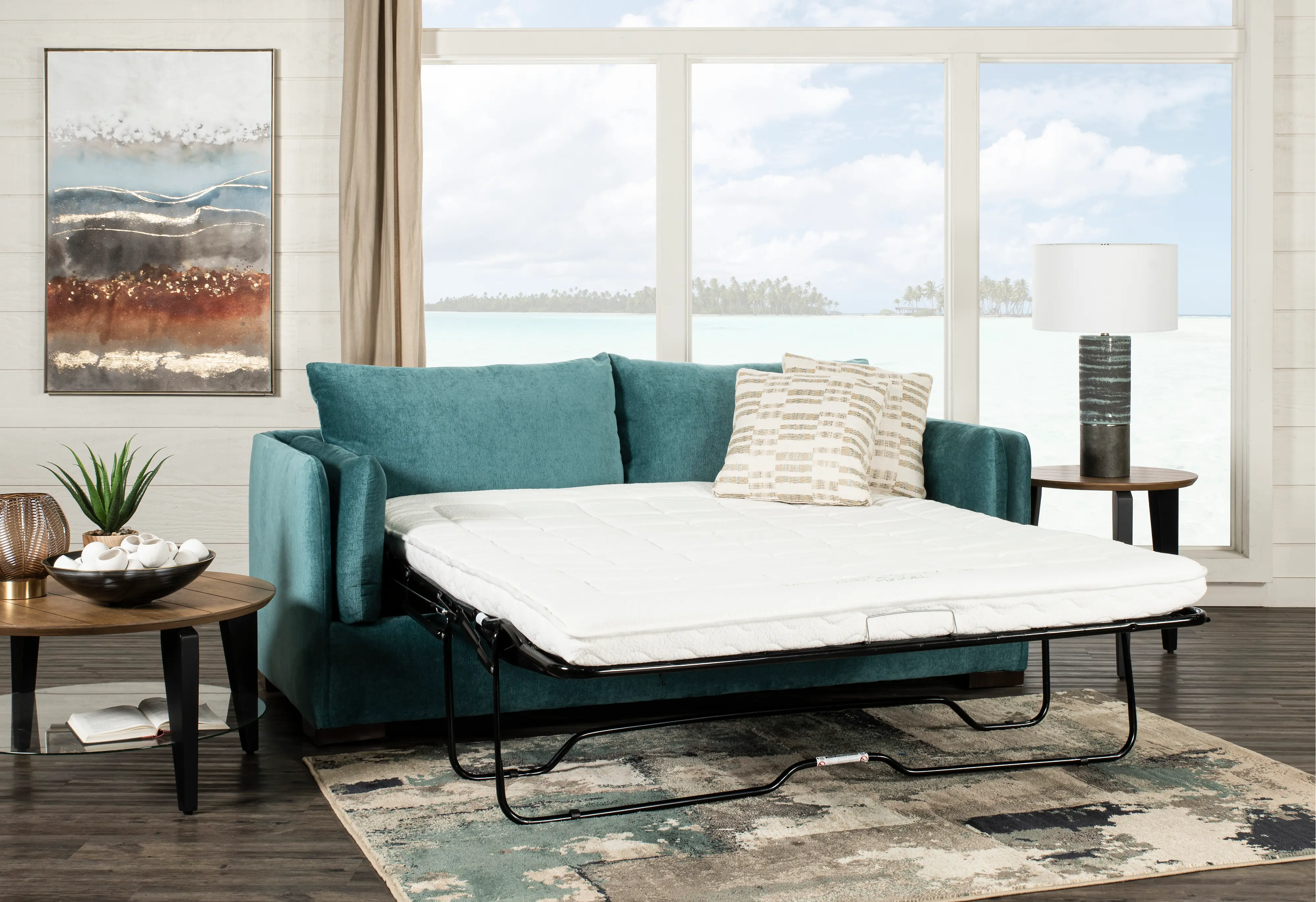 Ellyson Cerulean Blue Queen Sofa Bed