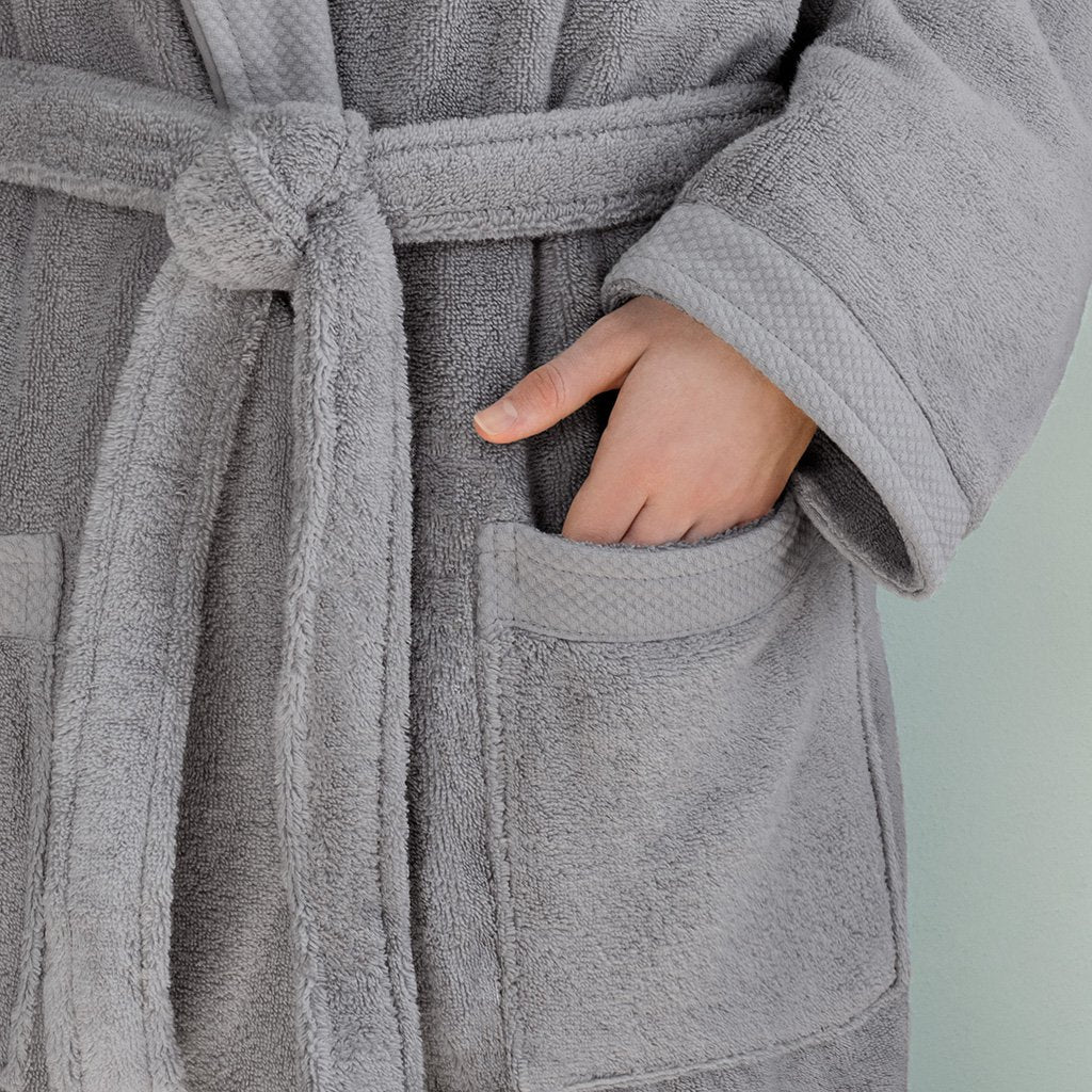 Grey Plush Cotton Bathrobe