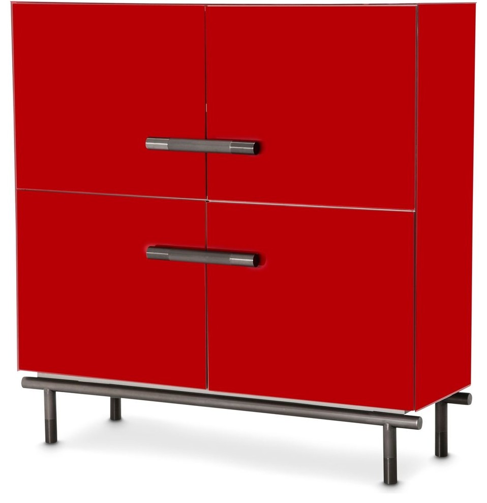 AICO Michael Amini State St. Accent Cabinet  Red   Contemporary   Accent Chests And Cabinets   by Unlimited Furniture Group  Houzz