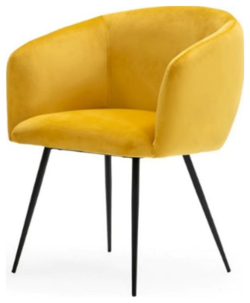 Charles Modern Yellow Velvet Dining Chair Set of 2   Contemporary   Dining Chairs   by Virgil Stanis Design  Houzz