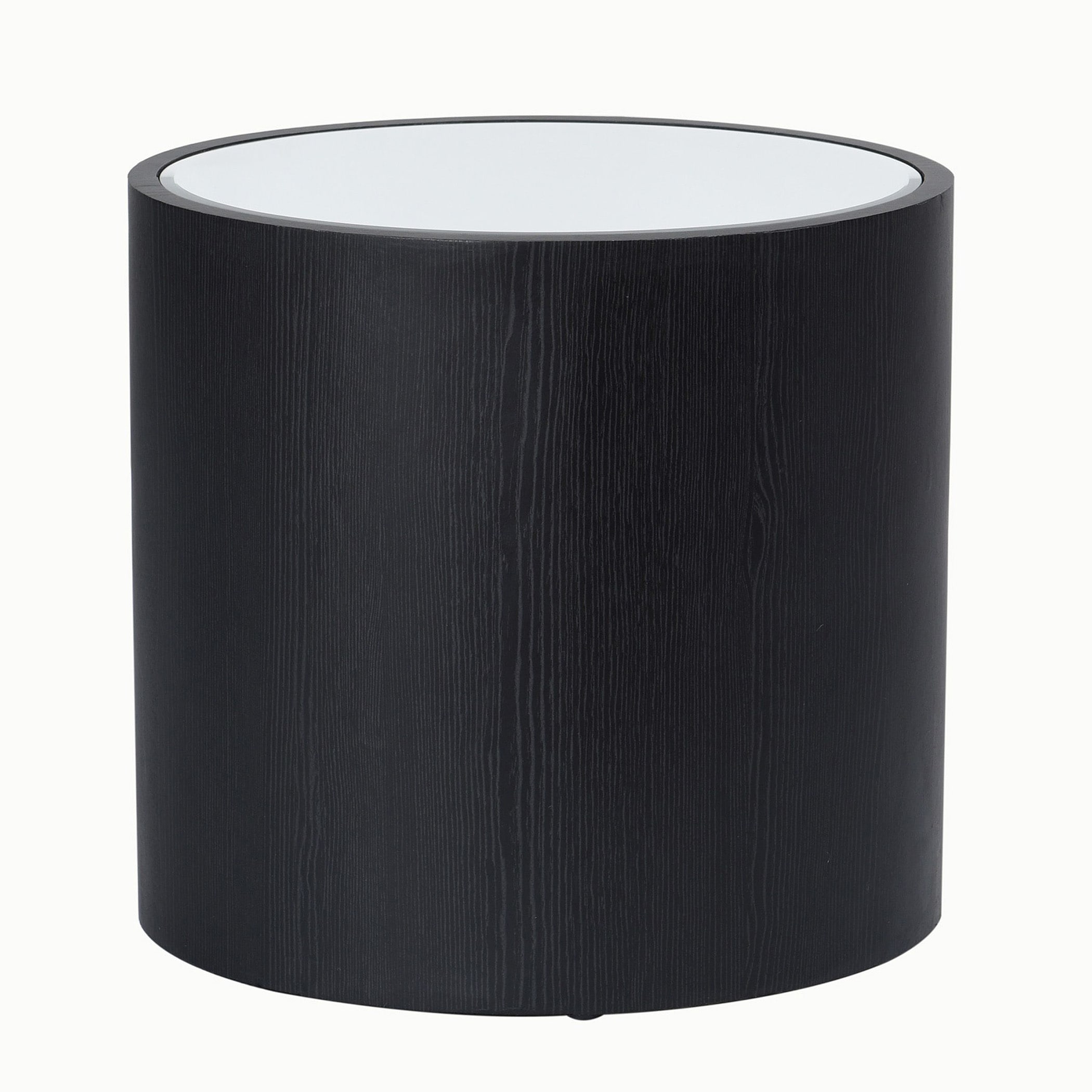 Dann Foley Lifestyle - Oval Side Table - Black Veneer， Inset Mirrored Table Top