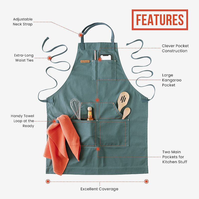 Chef Pomodoro Apron For Men And Women With Pockets - Top Chef Recommended - Grill Apron