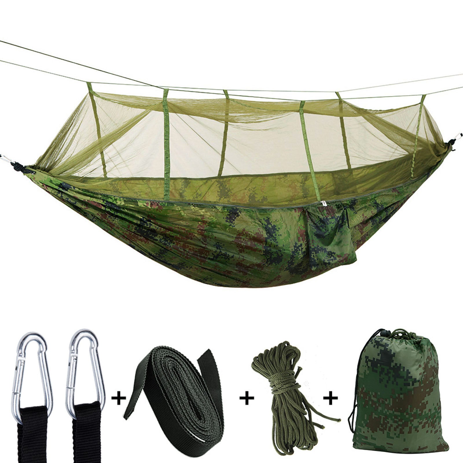 WOXINDA Outdoor Camping Double Green Sky Tent Hammocks With Mosquito Net