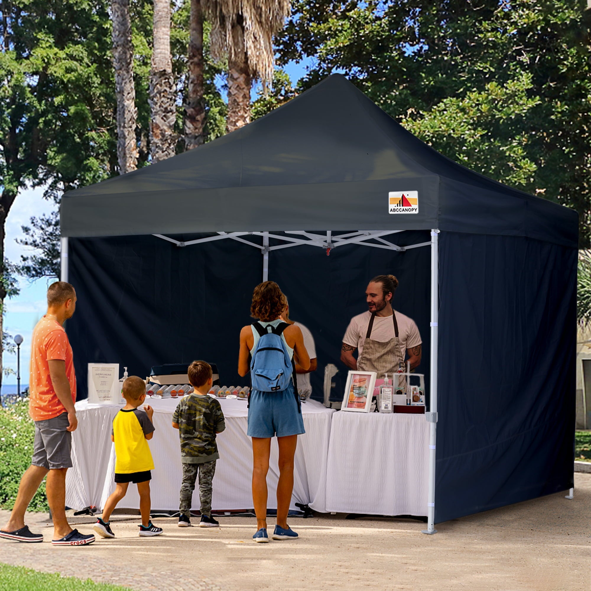 ABCCANOPY 10 ft x 10 ft Metal Pop-Up Commercial Canopy Tent with walls, Black