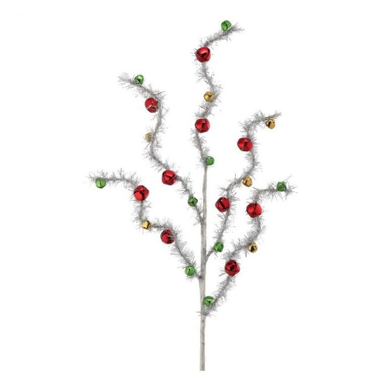 29 Multi Tinsel Spray Retro With Jingle Bells Set Of 6